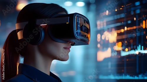 business woman with VR glasses