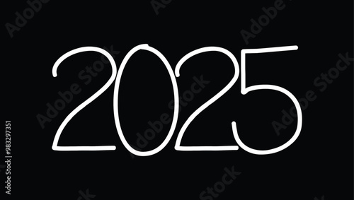 modern stylish text design 2025 Happy New Year 2025 text design. 2025 marry Christmas. Happy New Year 2025 with classic font and white text with black background, marketing, designing, 2025
