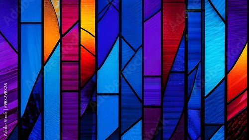 Stained glass background including with colorful pieces.