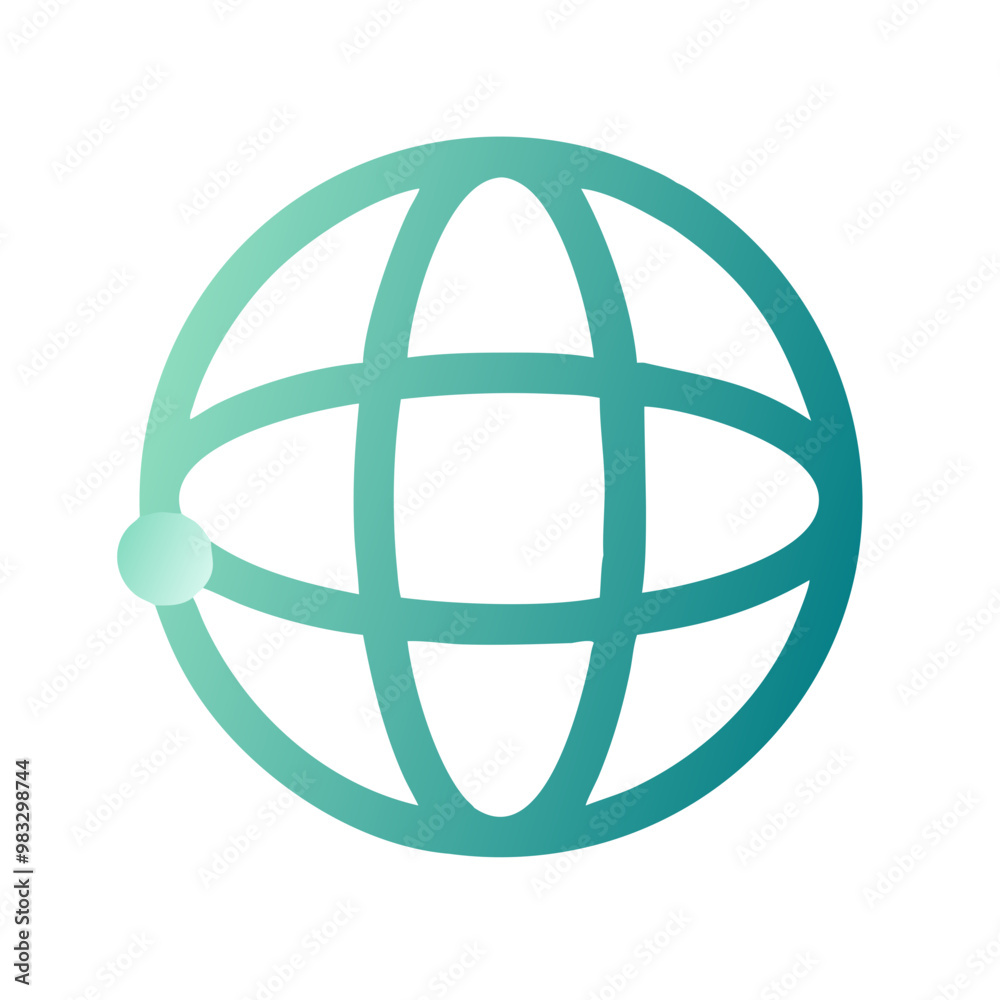Gradient teal globe icon with location marker Gradient teal globe icon with location marker