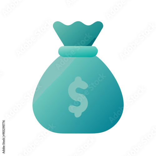 Gradient teal money bag illustration