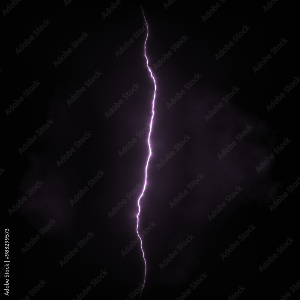 Naklejka premium Bright lightning flash on night sky