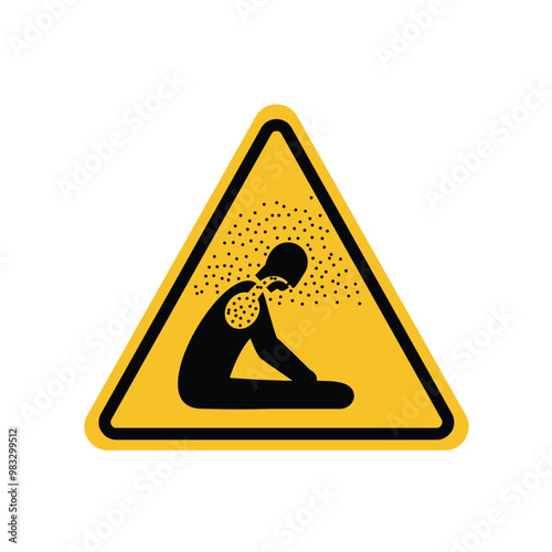 apshyxiating atmoshphere area warning sign on yellow triangle board. Suitable for posters and web icons