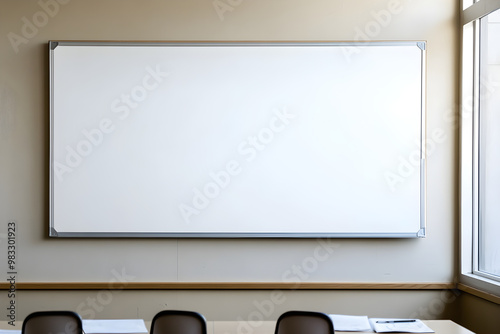 Blank Whiteboard Ready for Brainstorming and Idea Mapping in Educational or Professional Settings