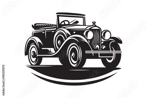 Classic Vintage Car Silhouette Vector Illustrations – Download Now photo