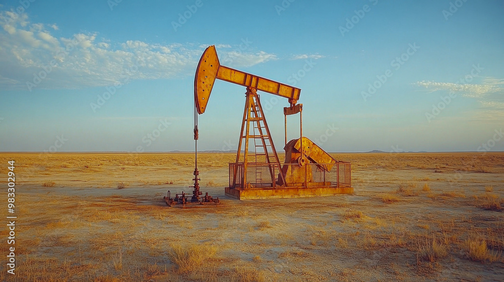 An oil pumpjack silhouetted against a vivid sunset, capturing the dramatic colors of the sky and the energy industry in a rural landscape An oil pumpjack silhouetted against a vivid sunset, capturing the dramatic colors of the sky and the energy industry in a rural landscape