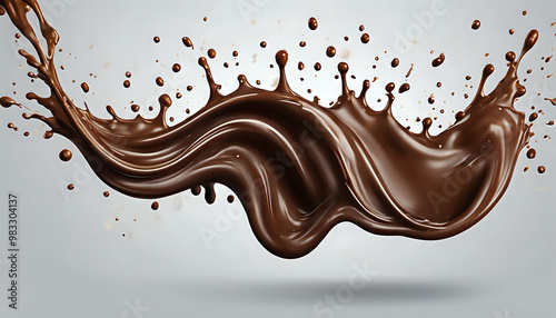 Chocolate dripping in a splash creating a delicious and abstract flow of sweet, melted cocoa