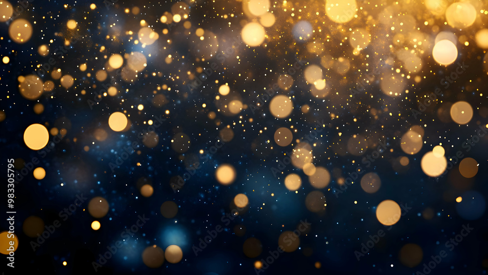 Abstract festive dark background with gold glitter and bokeh. New year, birthday, holidays celebration Abstract festive dark background with gold glitter and bokeh. New year, birthday, holidays celebration