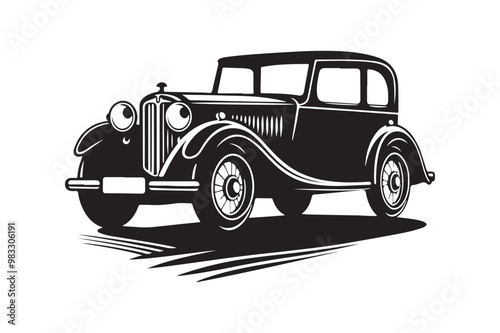 Classic Vintage Car Silhouette Vector Illustrations – Download Now photo