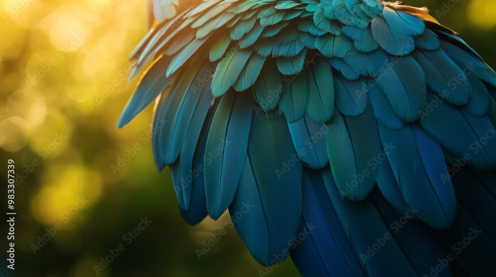 Obraz premium Vibrant Bird Feather Detail with Nature Background