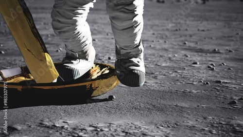 Astronaut Steps Onto The Surface Of The Moon