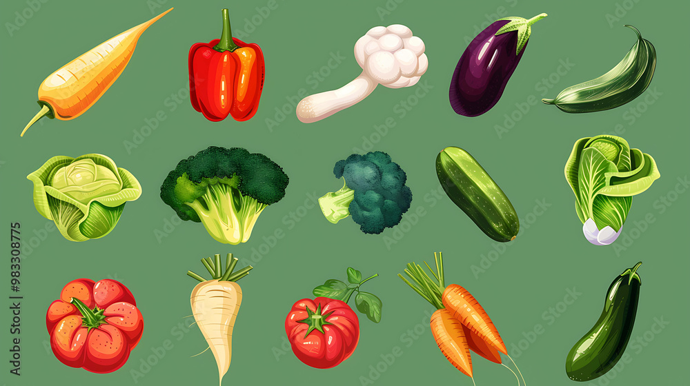 A collection of fresh, colorful vegetables. A collection of fresh, colorful vegetables.