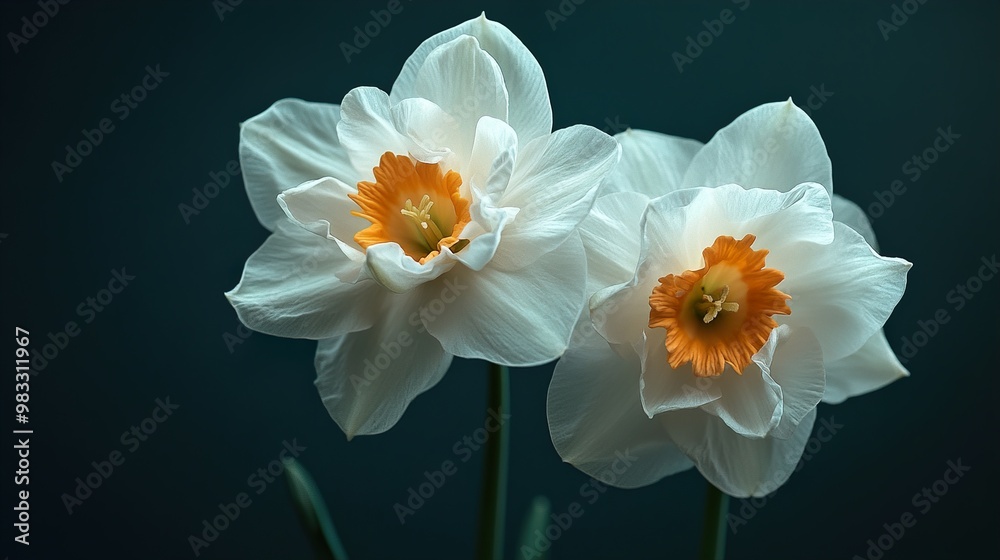White Daffodils in Bloom: Close-Up Photography White Daffodils in Bloom: Close-Up Photography