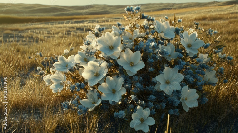 A bunch of white flowers in a field A bunch of white flowers in a field