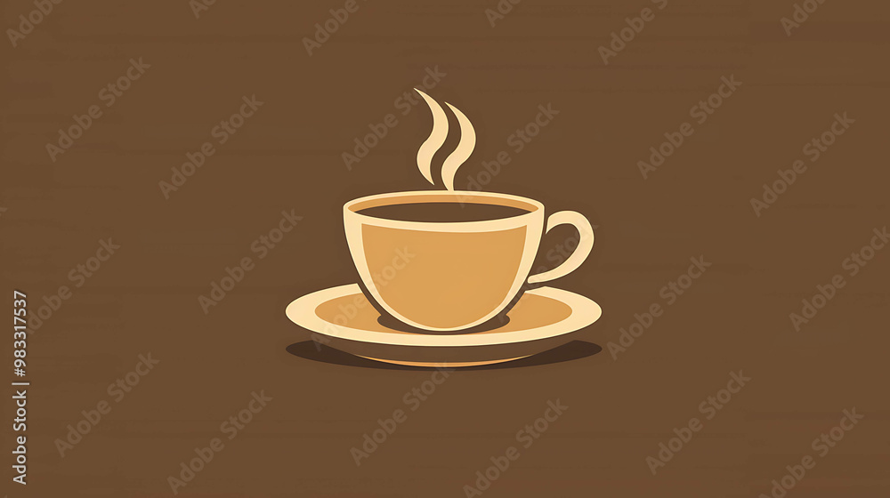 A simple, stylish illustration of a steaming cup of coffee on a saucer. A simple, stylish illustration of a steaming cup of coffee on a saucer.