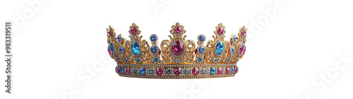 Tiara with precious stones. Sparkling diadem photo