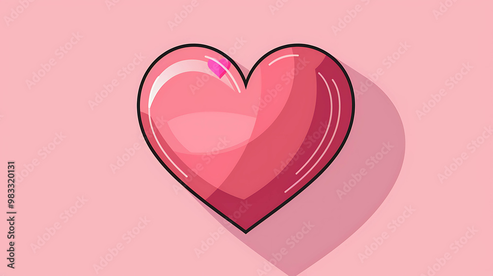 A simple red heart on a pink background.
