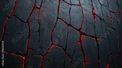 Fractured Dark Surface with Red Highlights