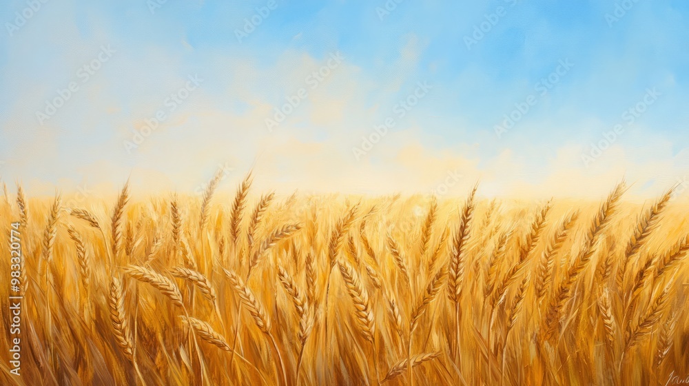 Golden Wheat Field Under Blue Sky Golden Wheat Field Under Blue Sky