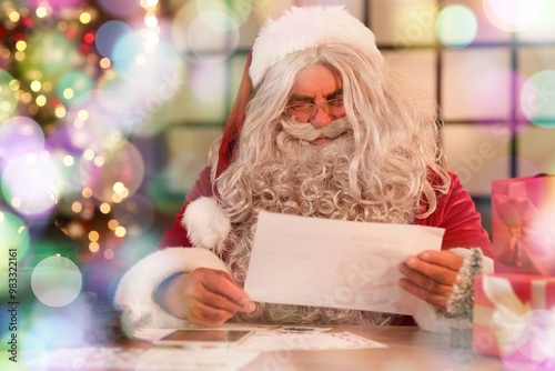 Santa Claus reading letter ...