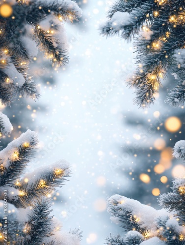 Santa Claus Sleigh Riding Over Snowy Christmas Tree