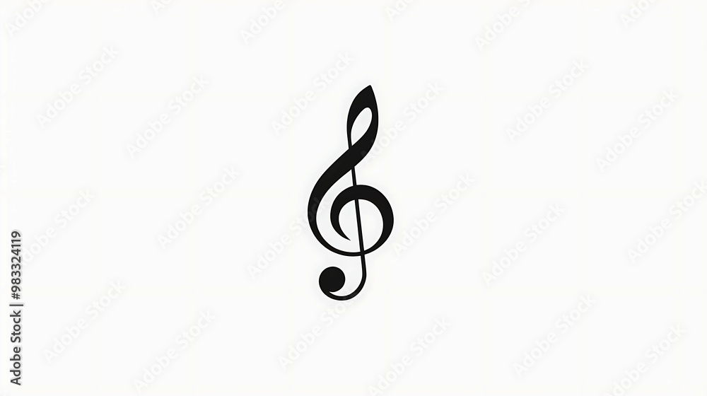 Fototapeta premium Black treble clef isolated on white background.