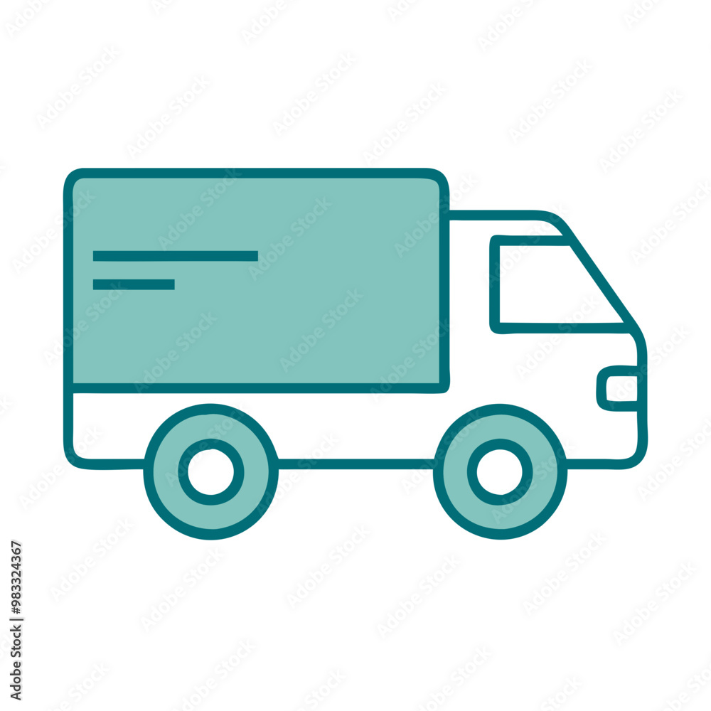 Delivery truck icon with blue outline design, transportation and logistics symbol Delivery truck icon with blue outline design, transportation and logistics symbol