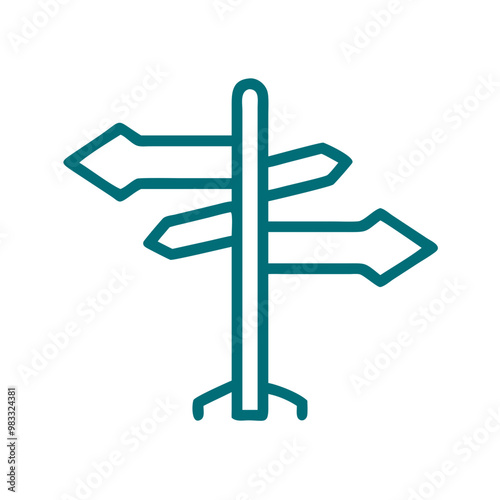Direction signpost icon with blue design, navigation and guidance symbol