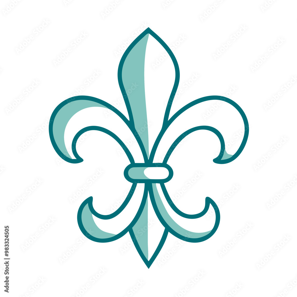 Fleur-de-lis outline icon with minimalist blue design, historical and royal symbol Fleur-de-lis outline icon with minimalist blue design, historical and royal symbol