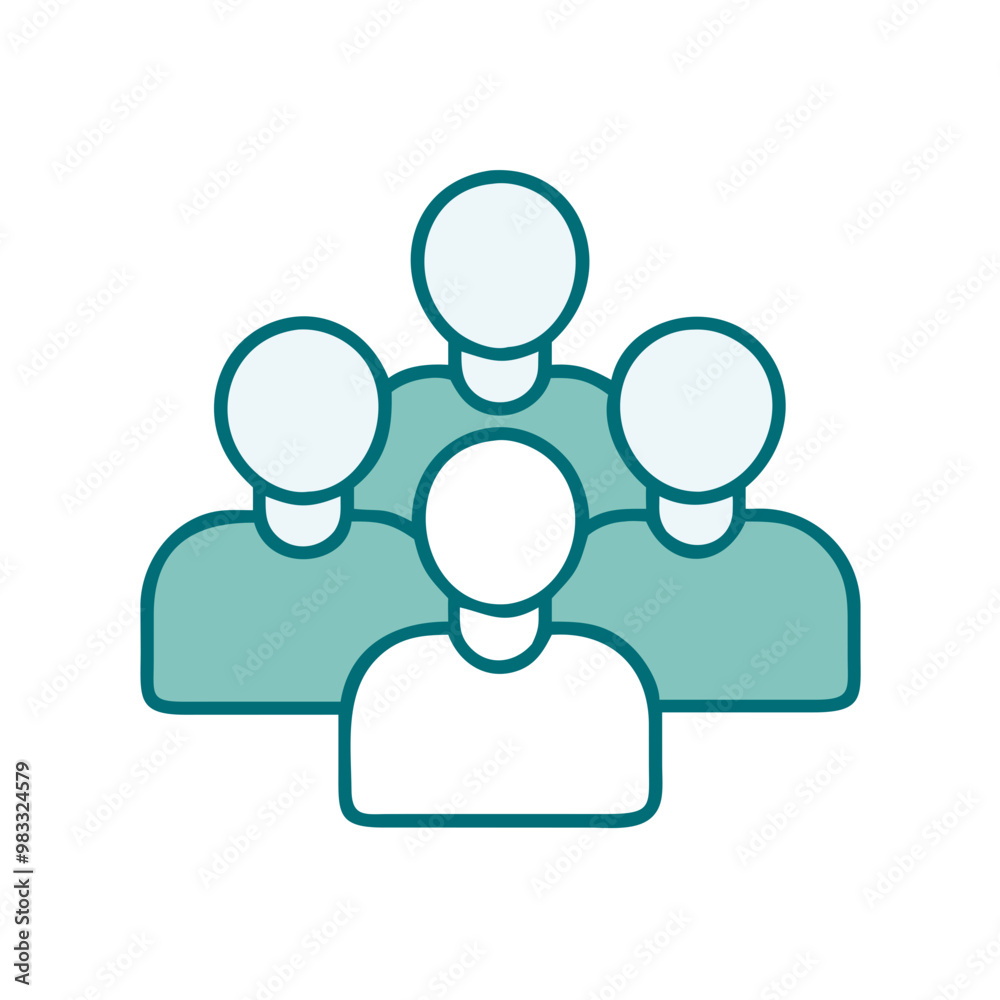 Group of people icon with simple blue design, teamwork and community symbol Group of people icon with simple blue design, teamwork and community symbol