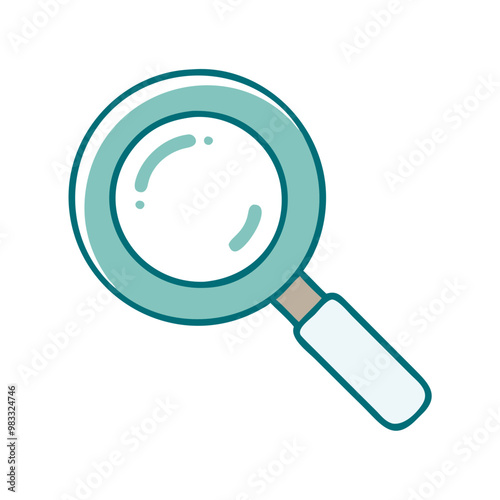 Magnifying glass icon with blue design, search and investigation symbol