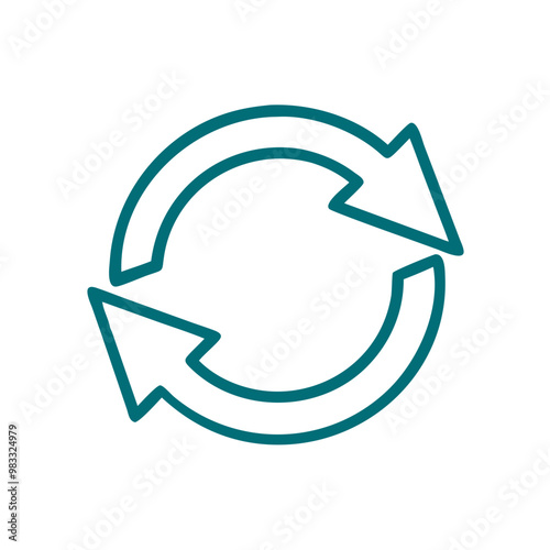 Refresh icon with outline circular arrows, reload and reset design