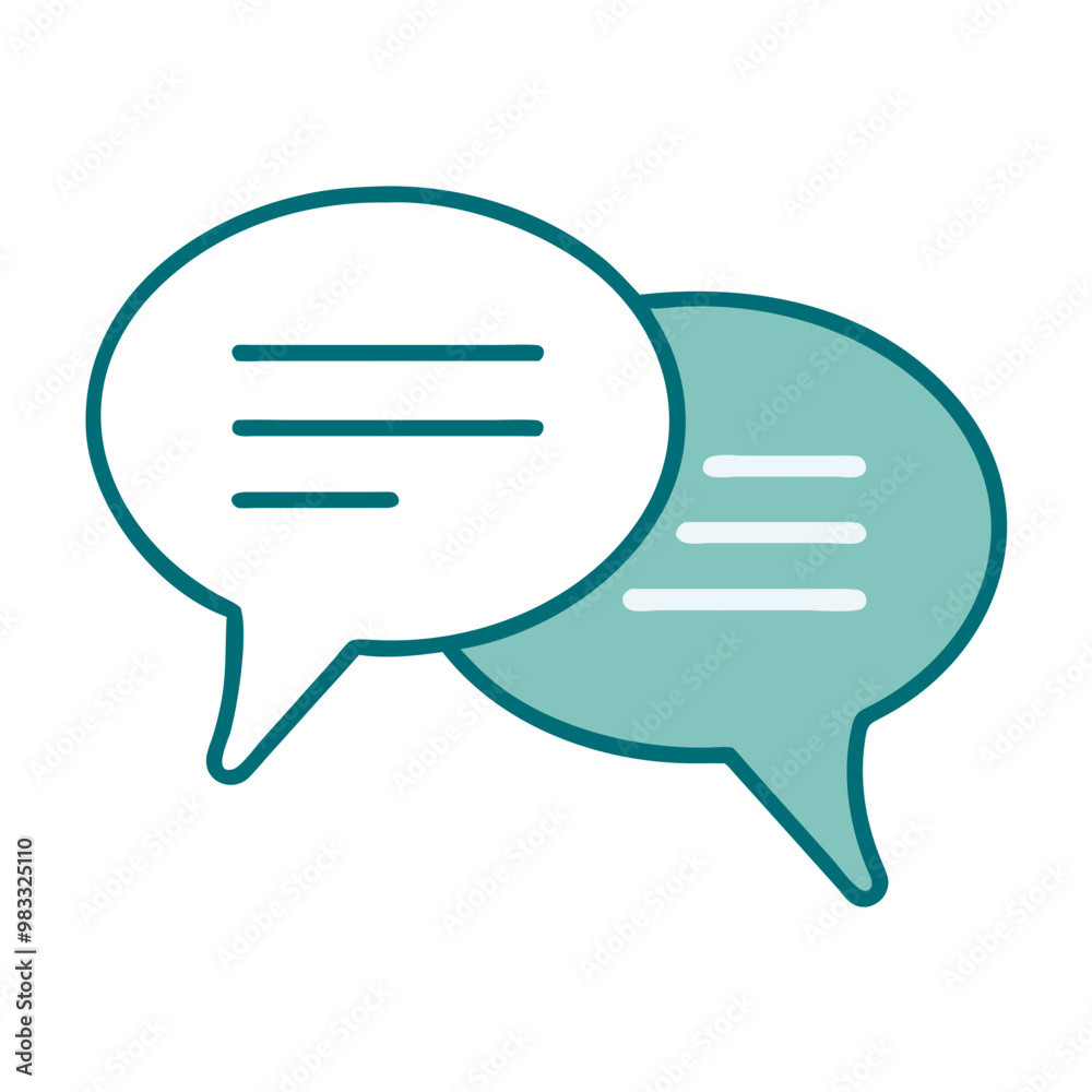 Chat bubble icon with simple blue and green design, communication symbol