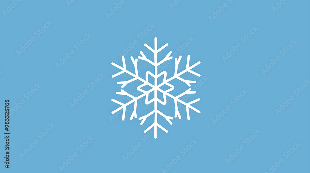 Simple white snowflake icon on a blue background. Simple white snowflake icon on a blue background.