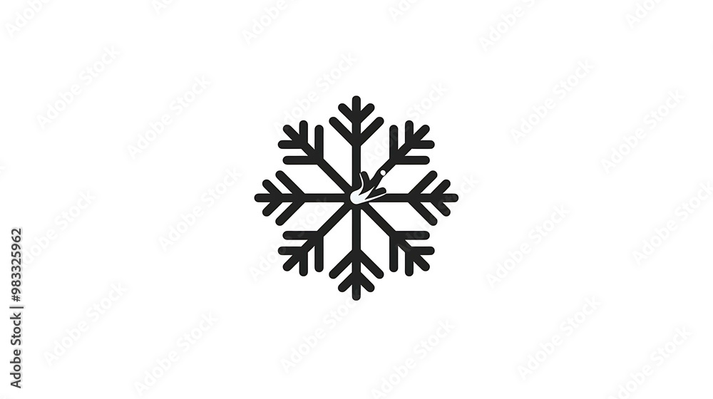 A black snowflake icon on a white background. A black snowflake icon on a white background.