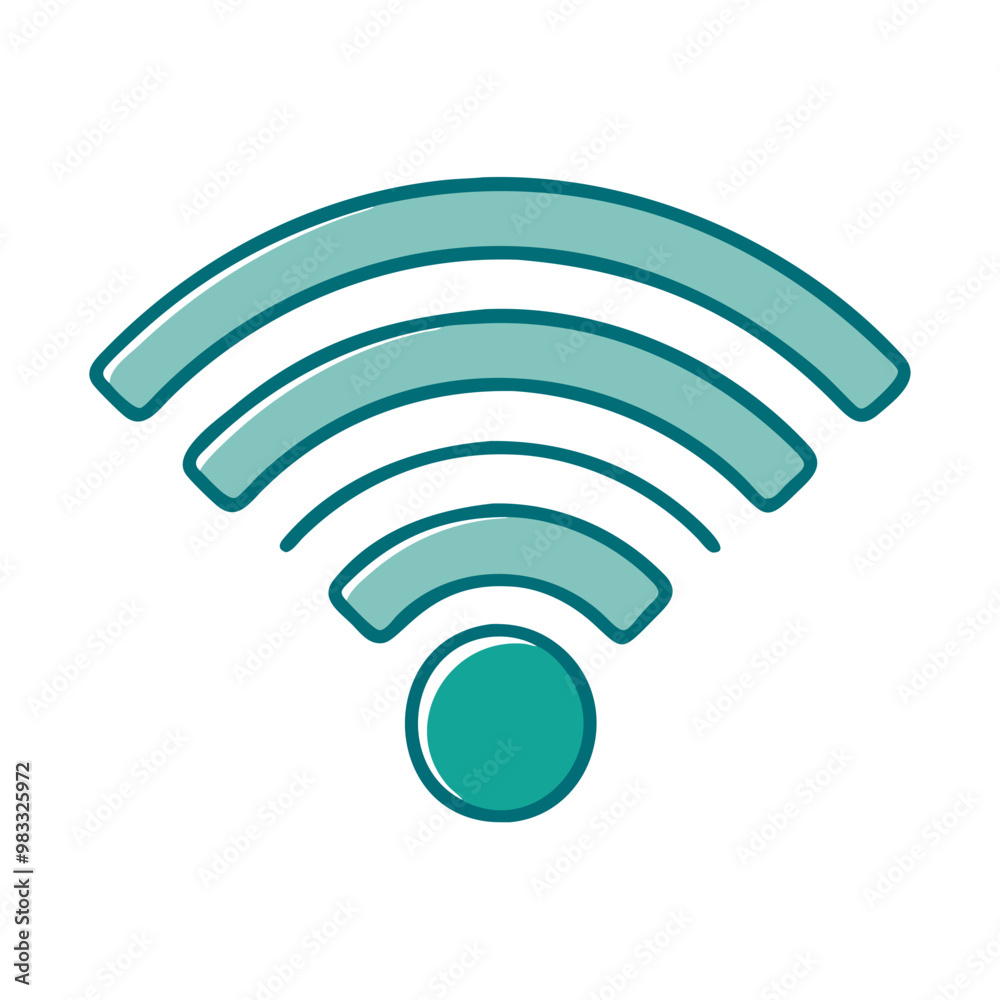 Wi-Fi signal icon, green outline, wireless communication and internet concept Wi-Fi signal icon, green outline, wireless communication and internet concept