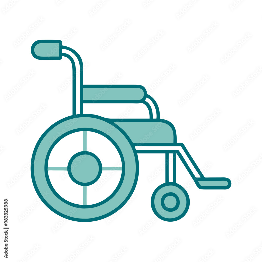 Wheelchair icon, green outline, accessibility and medical equipment concept Wheelchair icon, green outline, accessibility and medical equipment concept