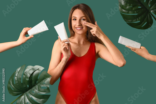 Young woman and female hand...