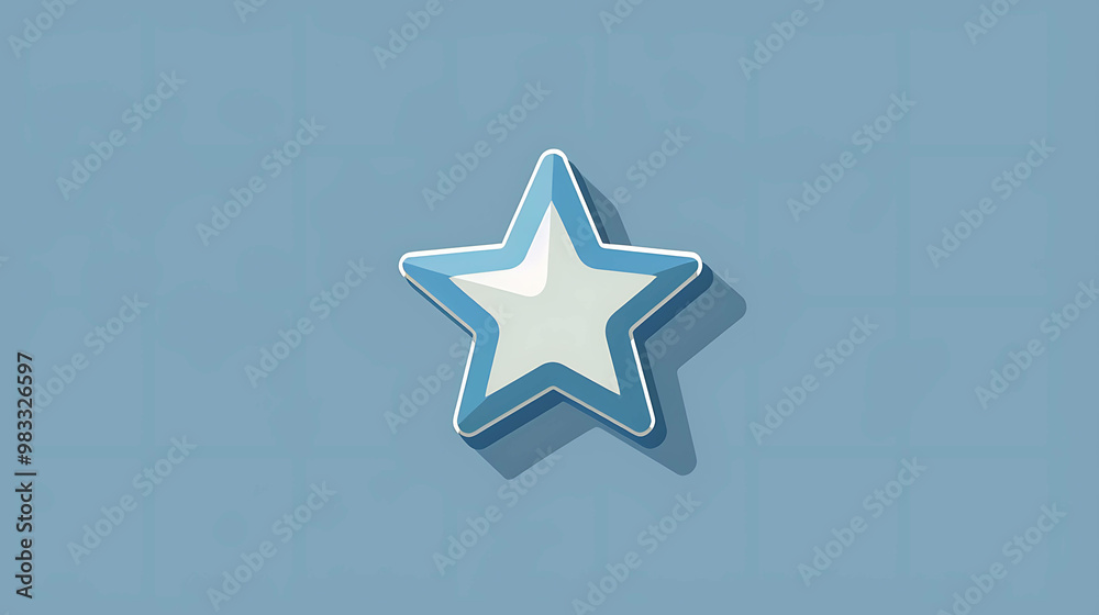Fototapeta premium Blue star icon on a blue background.