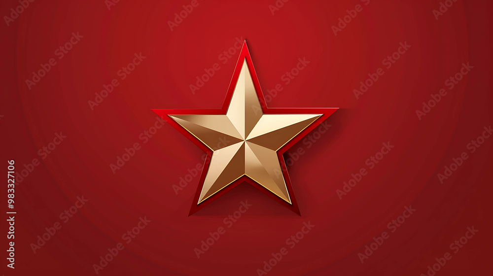 A gold star with a red outline against a red background. A gold star with a red outline against a red background.