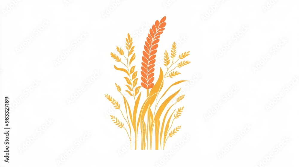 Stylized Wheat and Grains Illustration in Warm Tones Stylized Wheat and Grains Illustration in Warm Tones