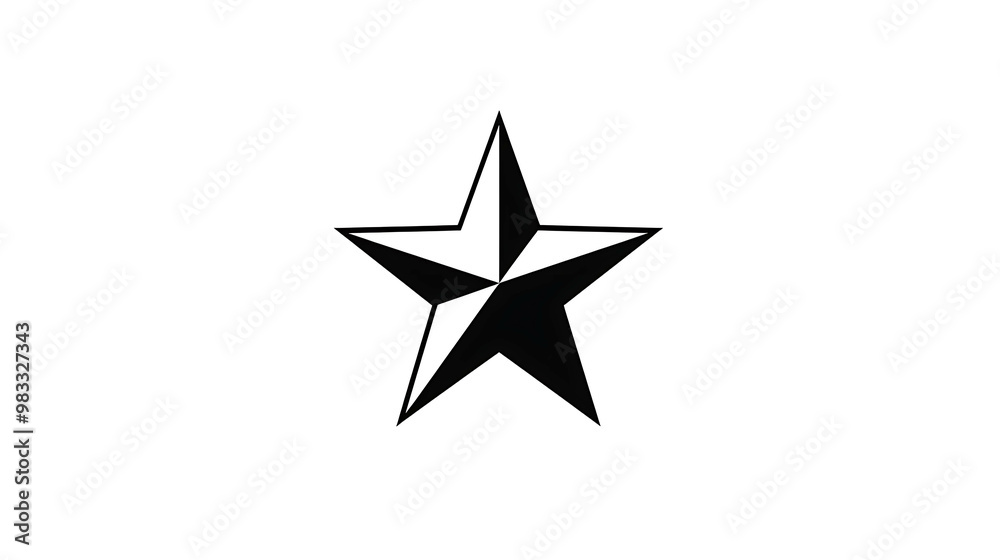 A black and white star isolated on a white background. A black and white star isolated on a white background.