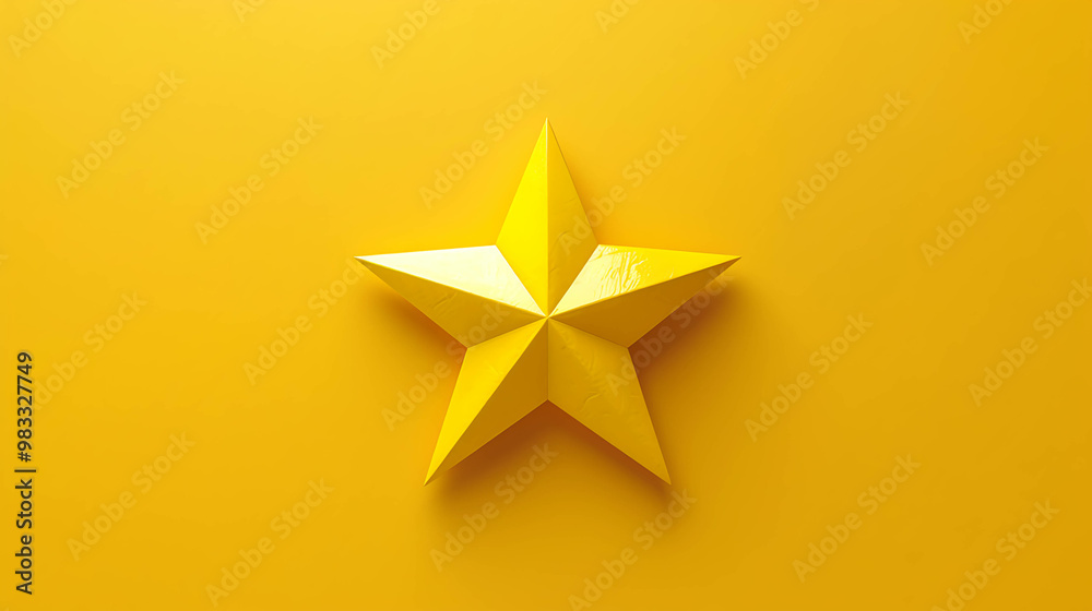Fototapeta premium A single yellow star on a yellow background.