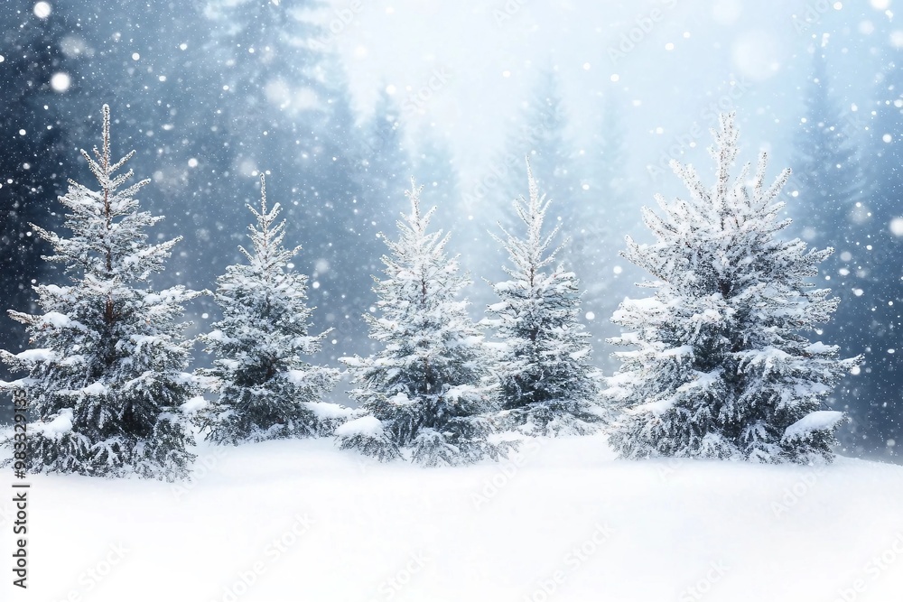 Christmas background with snowy fir trees Christmas background with snowy fir trees