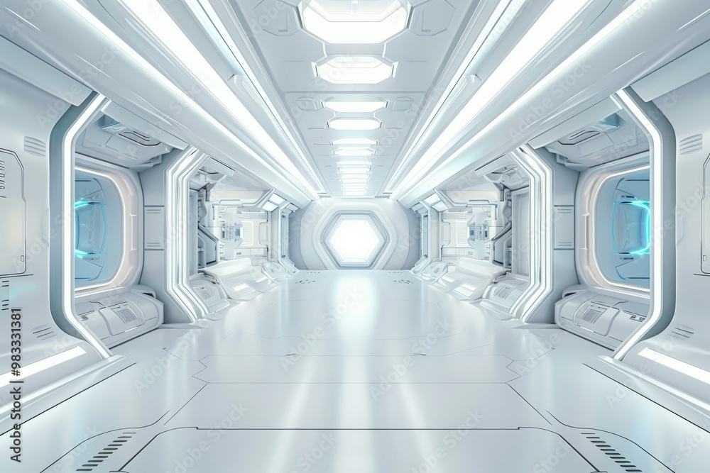 Obraz premium A large, empty room with white walls and white flooring, generative ai image