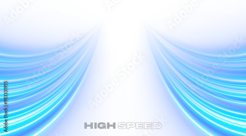 Futuristic wavy lines. Blue curved lines. High speed light. Science technology and innovation vector background.