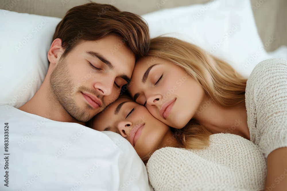 A Couple Snuggling and Sleeping Together in Bed A Couple Snuggling and Sleeping Together in Bed