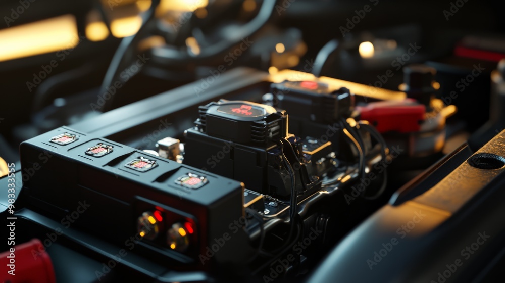 Close-up of a high-performance car engine inside a vehicle, showcasing modern automotive engineering and mechanical components. Close-up of a high-performance car engine inside a vehicle, showcasing modern automotive engineering and mechanical components.