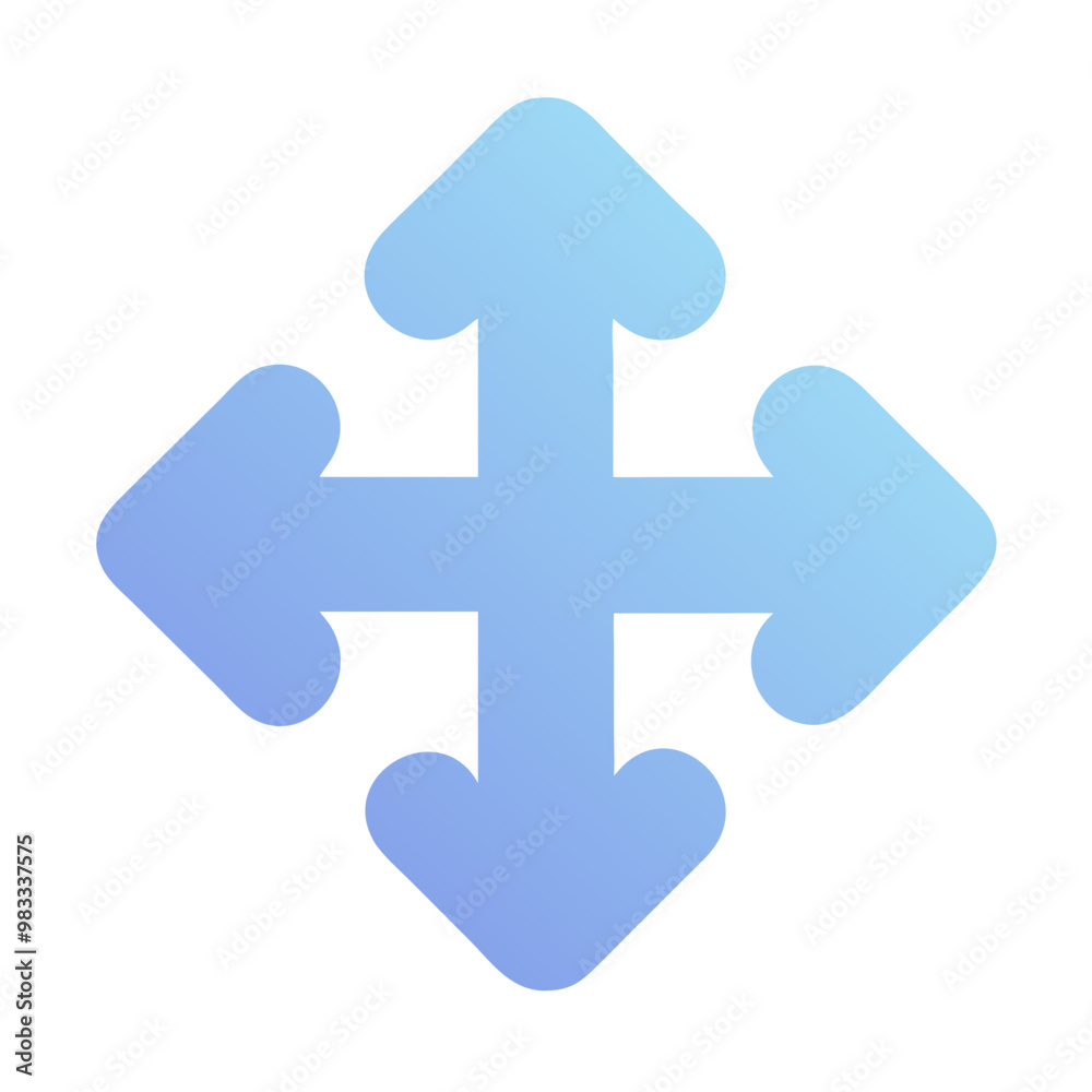 Blue four-way directional arrow icon, navigation and movement concept Blue four-way directional arrow icon, navigation and movement concept