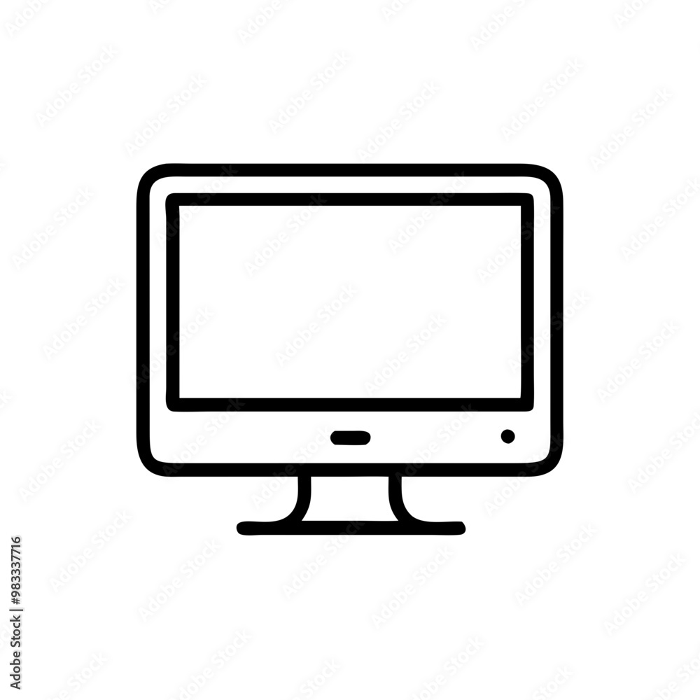 Minimalist computer monitor icon in black and white, tech and device symbol Minimalist computer monitor icon in black and white, tech and device symbol